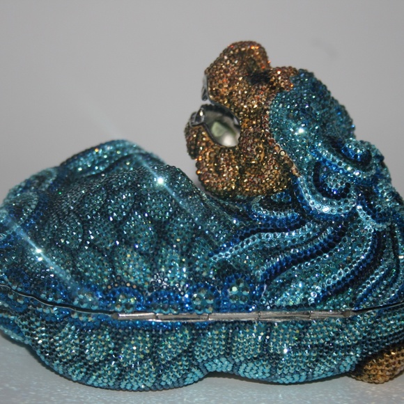 NIB Judith Leiber Foo Dog Blue Bag Clutch - Picture 3 of 8